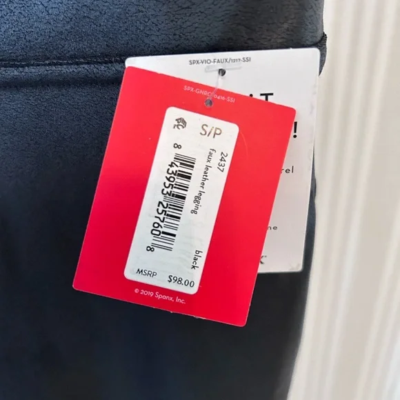 NWT SPANX Faux Leather Leggings Black Women’s Size Small - Picture 4 of 5